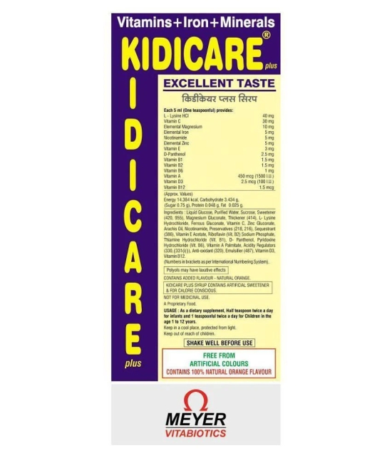 Kidicare For Growing children 200 ml Vitamins Syrup Pack of 3