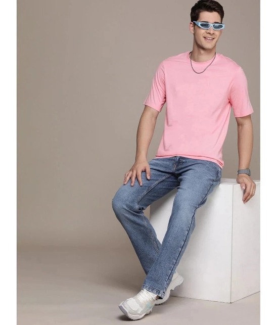 AKTIF Cotton Oversized Fit Printed Half Sleeves Mens T-Shirt - Pink ( Pack of 1 ) - None