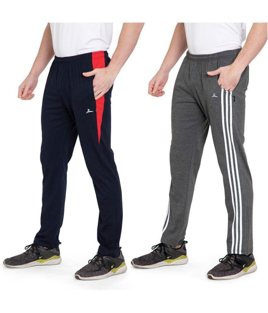 Zeffit Solid Men Navy, Grey Track Pants (Pack Of 2 ) - 2XL