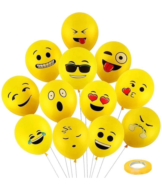 Zyozi ® Yellow Smiley Emoji Balloons | Birthday Decorations Balloons | Smiley Theme Party Decorations Balloons | Kids Birthday Decorations Balloons | Face Expression Balloons (PACK OF 26) - 