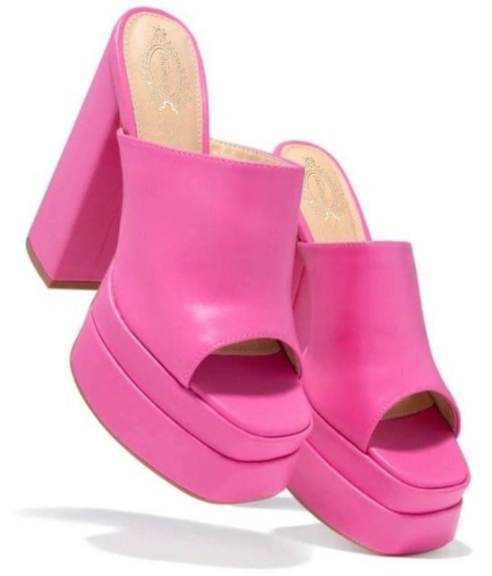 Shoetopia - Pink Womens Slip On Heels - None