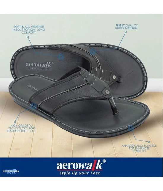 Aerowalk Black Mens Thong Flip Flop - None