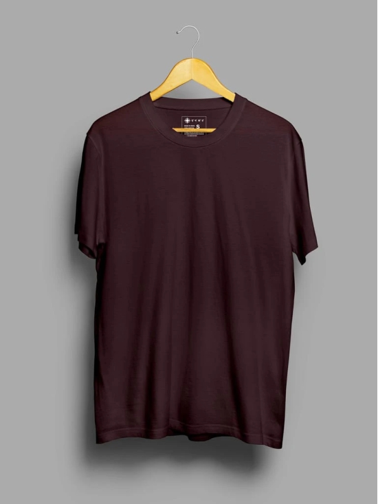 Yellow & Brown Half Sleeve Round Neck Cotton Plain Regular Fit Pack of 2 combo T-Shirt for men by Ghumakkad