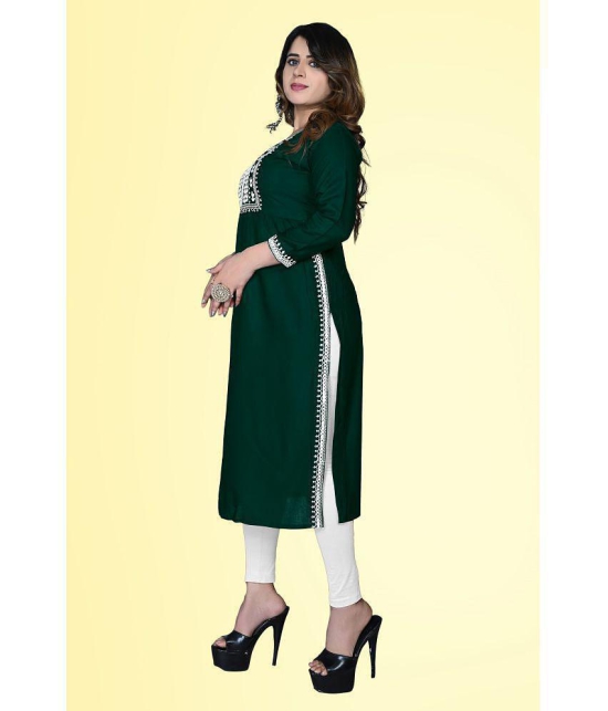 haya fashion - Green Rayon Women's Straight Kurti ( Pack of 1 ) - None