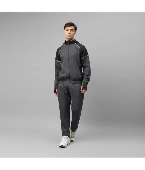 Dida Sportswear Charcoal Polyester Regular Fit Colorblock Mens Sports Tracksuit ( Pack of 1 ) - None