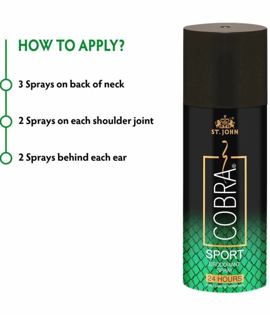 ST.JOHN Cobra Sport Deodorant Spray for Men 150ml Each (300ml) Pack of 2