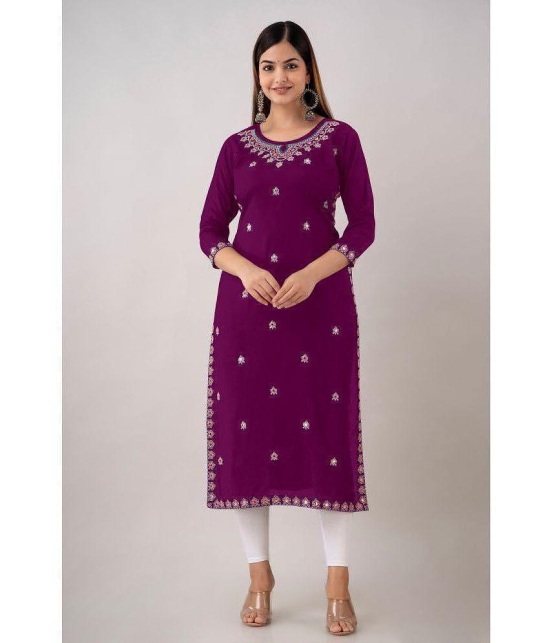 Kapadia - Purple Rayon Womens Straight Kurti ( Pack of 1 ) - None