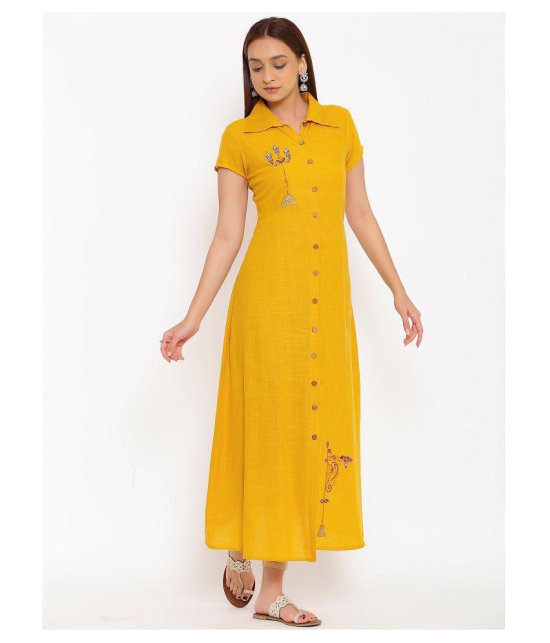 FabbibaPrints - Yellow Cotton Women's Flared Kurti ( ) - M