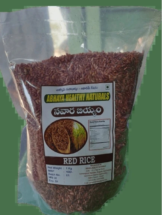 The product title is Abhaya Healthy Naturals Red Rice - 1 Kg. Amt 140