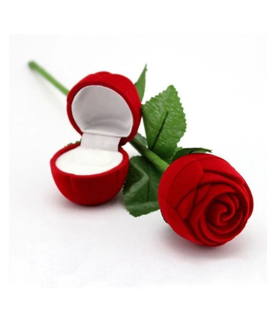 Silver Plated Adjustable Couple Rings Set for lovers Ring with 1 Piece Red Rose Gift Box  for Men and Women - None