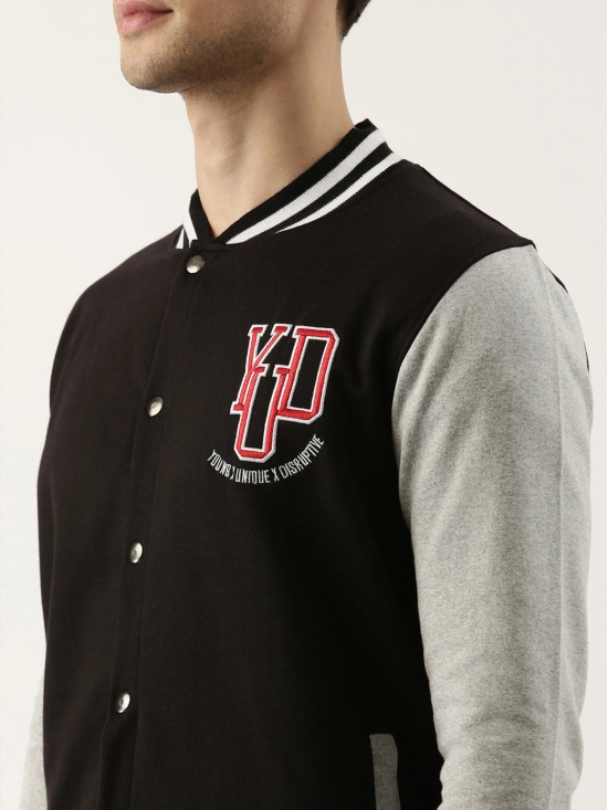 Varsity Black Grey Jacket-L / Black