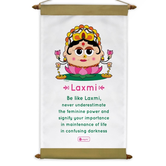 Indigifts Religious Items for Gift - Be Like Laxmi Printed Pink Scroll Card 17x9.5 Inches - Diwali Decorations Items, Religious Gift Items, Housewarming Gift, Laxmi Frame Small