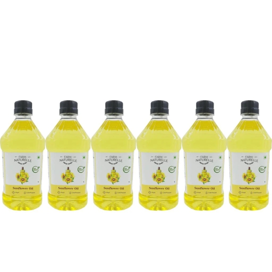 Farm Naturelle Organic Virgin Cold Pressed Sunflower Oil, 1Ltr x Pack of 6