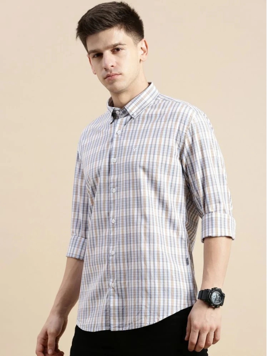 Showoff Cotton Blend Regular Fit Checks Full Sleeves Mens Casual Shirt - Cream ( Pack of 1 ) - None