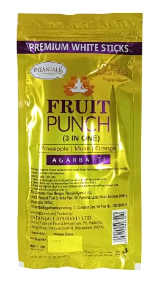 AASTHA AGARBATTI W STICK FRUITPUNCH-110G