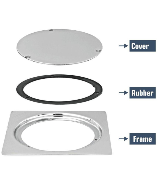 Sanjay Chilly Square 340 Grade Stainless Steel 6 Inches Cleanout Frame and Cover Only with 3 SS Screws