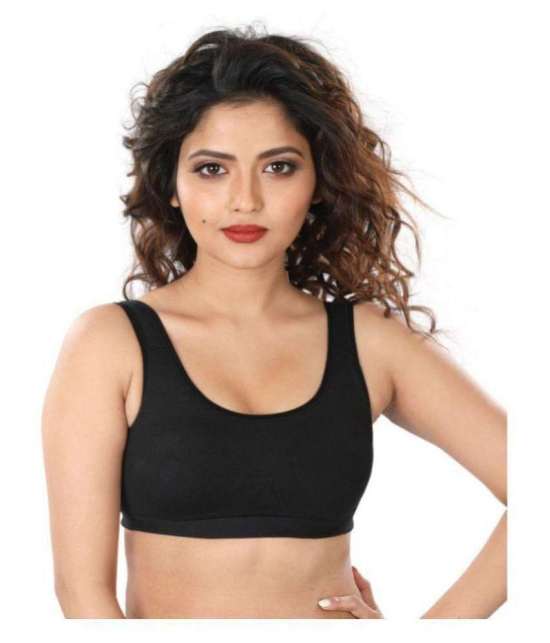 Dermawear Black Poly Cotton Solid Sports Bra - 3XL