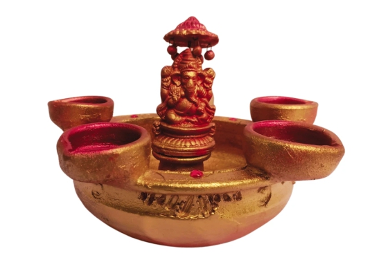 Handmade Clay Ganesh Diya for Diwali Decoration - Decorative Items