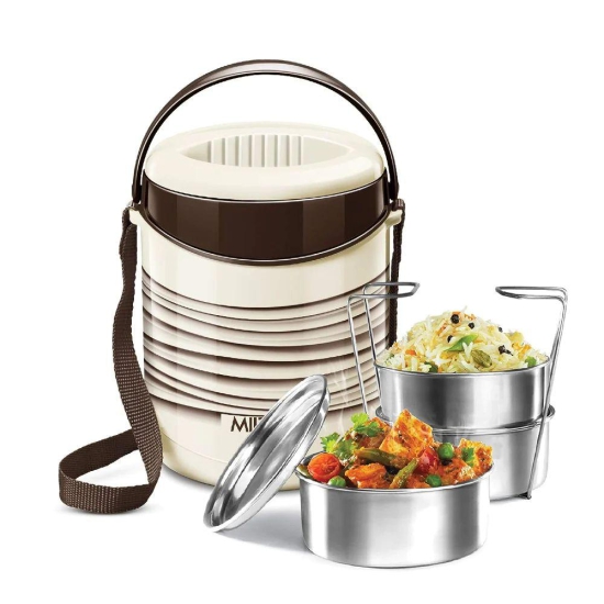 Milton Econa 3 Insulated Tiffin with Stainless Steel 3 Containers Brown