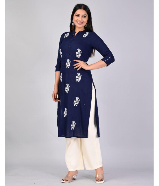 MAUKA Rayon Embroidered Kurti With Palazzo Women's Stitched Salwar Suit - Blue ( Pack of 1 ) - None