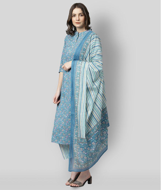 Janasya - Blue Cotton Women's Stitched Salwar Suit ( Pack of 1 ) - None