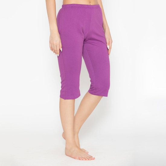 Women's Plain Knitted Capri - Purple Dahila S