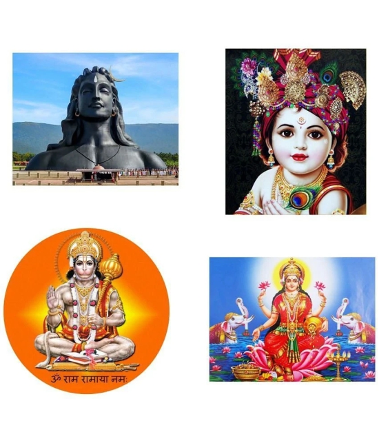 Asmi Collection Set of 4 God Hanuman Shiva Krishna for Temple Wall Sticker ( 60 x 60 cms )