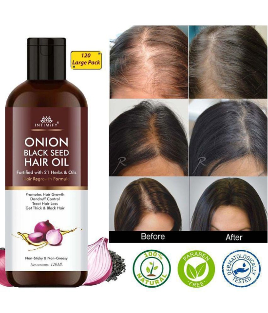 Intimify Onion Black Seed Hair Oil, onion oil, hair onion oil, herbal onion oil, hair growth oil, hair fall oil, 120 ml