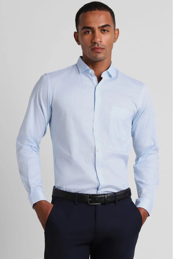 Men Blue Slim Fit Formal Full Sleeves Formal Shirt