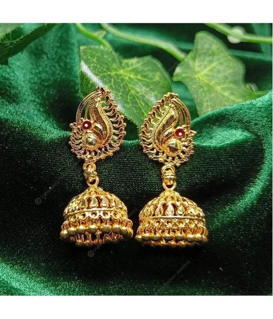 VIVASTRI Golden Jhumki Earrings ( Pack of 1 ) - Golden