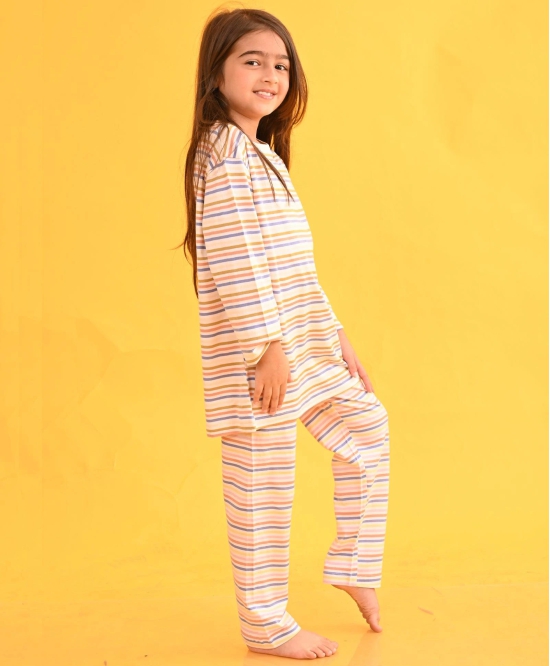 BEIGE PINSTRIPED LONG SLEEVES PYJAMA SET-4-5 YEARS / 2N / BEIGE