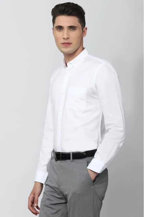 Men White Slim Fit Formal Full Sleeves Formal Shirt