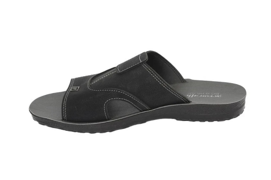 Aerowalk Black Mens Leather Slipper - None