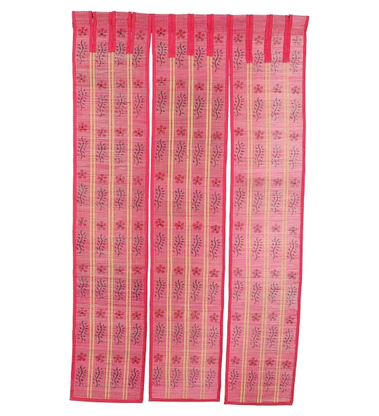 Three Panel Bamboo Curtain - Pink-10 ft length