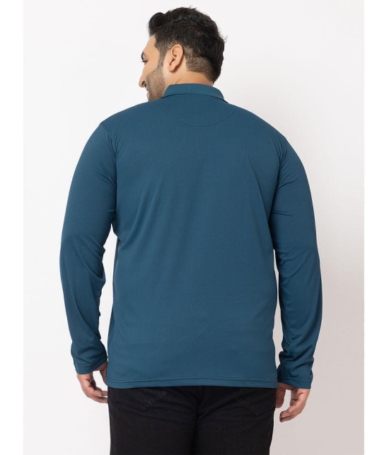 YHA Cotton Blend Regular Fit Solid Full Sleeves Mens Polo T Shirt - Teal Blue ( Pack of 1 ) - None