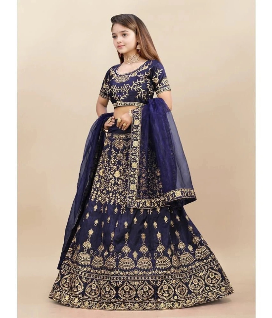 A TO Z CART Blue Silk Girls Lehenga Choli Set ( Pack of 1 ) - None