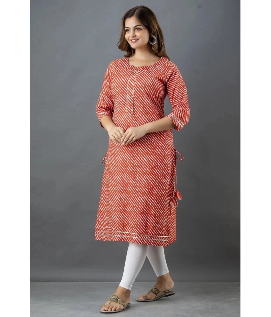 Lee Moda - Orange Cotton Womens Straight Kurti ( Pack of 1 ) - None