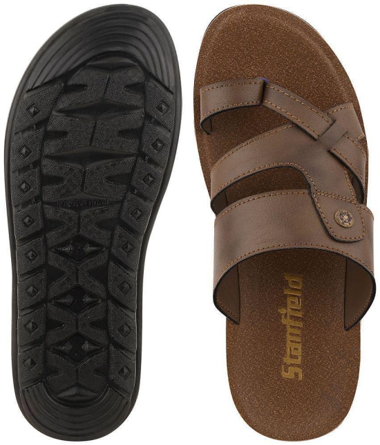 Stanfield - Coffee Mens Leather Slipper - None