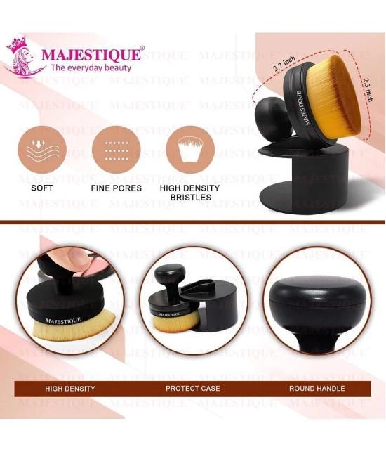 Majestique Blender Beauty Foundation Sponge & Professional Flat Round Shaped Blender Brush Pack of 2