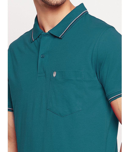 UNIBERRY - Teal Blue Cotton Blend Regular Fit Mens Polo T Shirt ( Pack of 1 ) - None