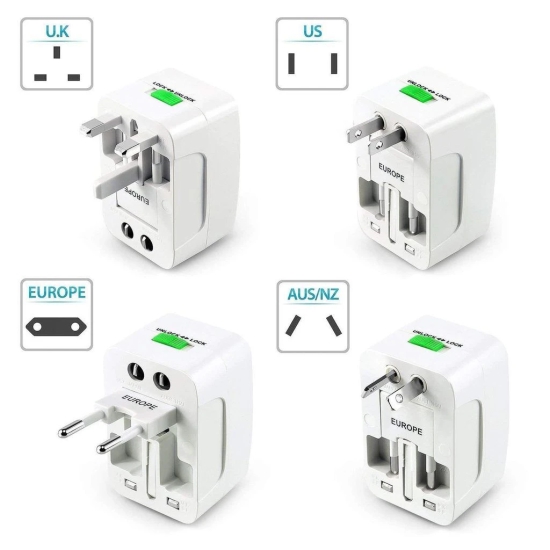 Exelent 2 Pieces Universal Travel Adapter, Adapter, Travel Adapter, Universal Adapter, Adapter Charger, International Adapter All in one Adapter Plug for Phone, Laptop, Camera, 2 Piece, White