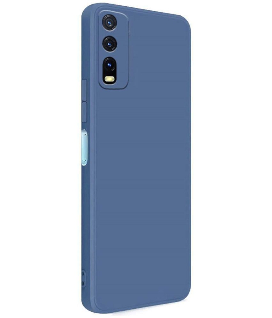 Case Vault Covers - Blue Silicon Plain Cases Compatible For Vivo Y20 ( Pack of 1 ) - Blue