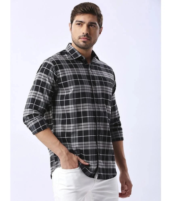 HJ HASASI 100% Cotton Slim Fit Checks Full Sleeves Mens Casual Shirt - Black ( Pack of 1 ) - None