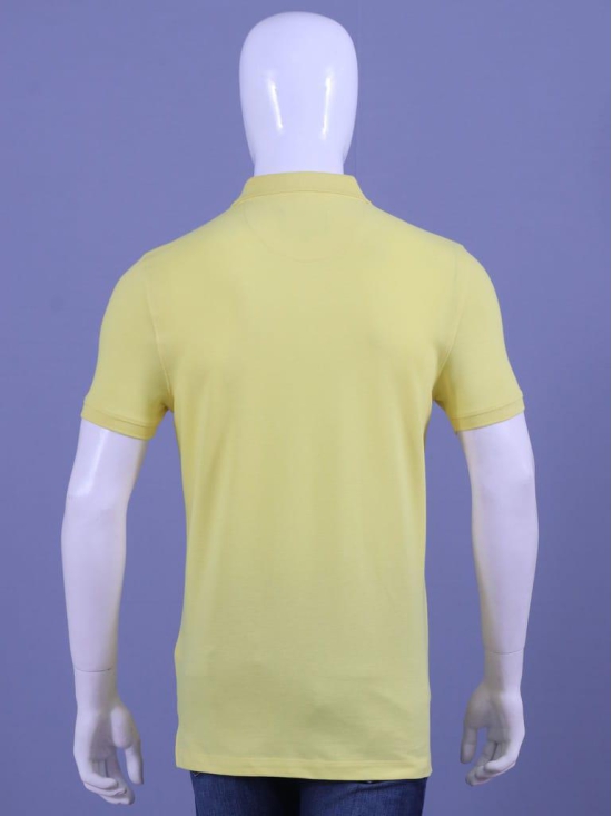 Mens Yellow Enzyme Finish Solid PoloT-Shirt