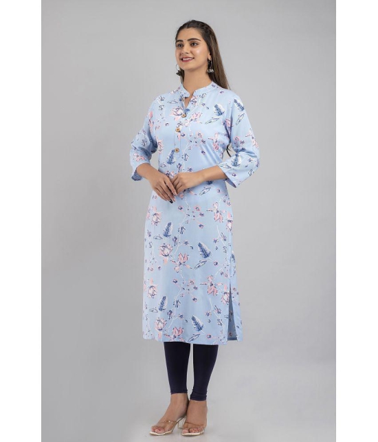 MAUKA - Light Blue Rayon Women's Straight Kurti ( Pack of 1 ) - None