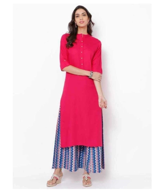 SIPET - Pink Rayon Womens Straight Kurti - L