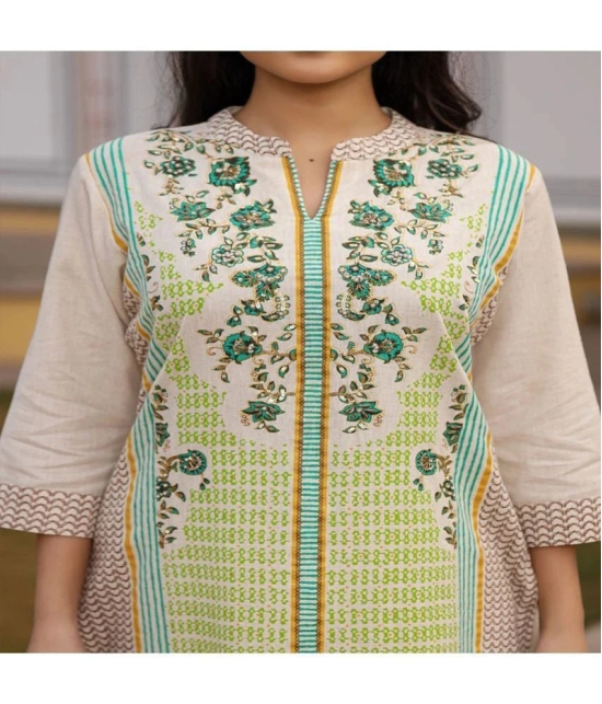 AMIRAS INDIAN ETHNICWEAR Cotton Flex Printed Straight Womens Kurti - Green ( Pack of 1 ) - None