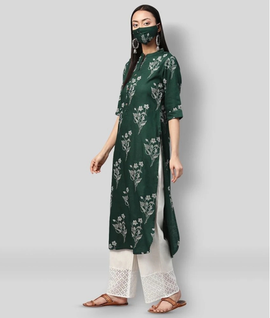 Juniper Rayon Printed Straight Womens Kurti - Green ( Pack of 1 ) - XXL