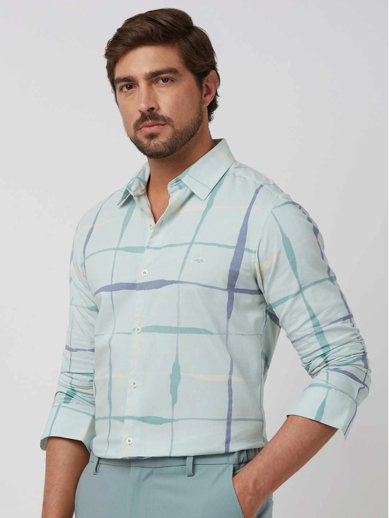 Aqua Printed Check Slim Fit Casual Shirt