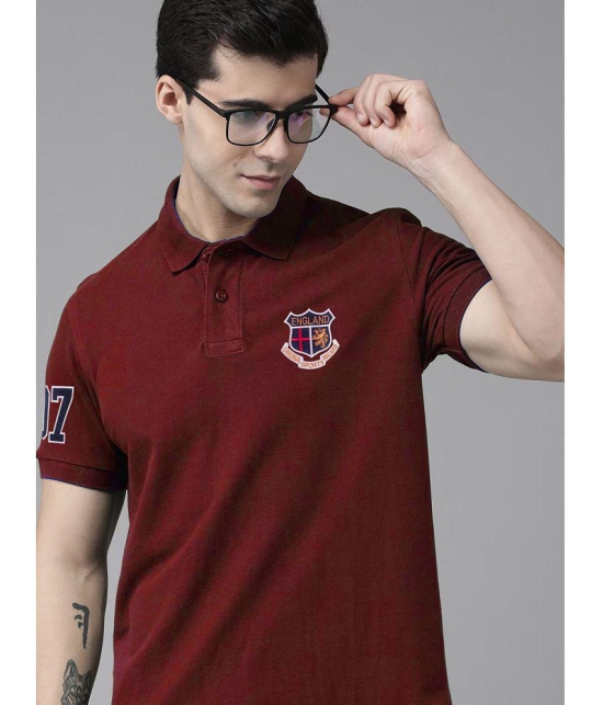 ADORATE - Maroon Cotton Blend Regular Fit Mens Polo T Shirt ( Pack of 1 ) - None